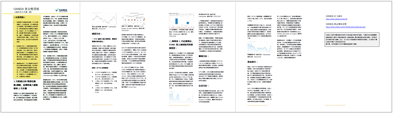 OANDA 黃金雙週報「2023年3月_1期」
